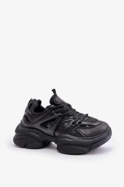 Sneakersy Damskie Na Masywnej Podeszwie Czarne Amoserna Damskie Sneakersy Damskie