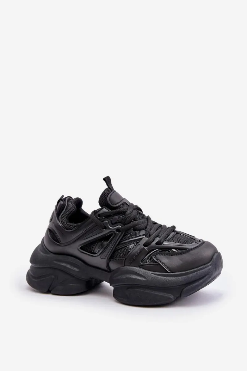 Sneakersy Damskie Na Masywnej Podeszwie Czarne Amoserna Damskie Sneakersy Damskie