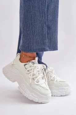 Sneakersy Damskie>Boto Sneakersy Damskie Na Masywnej Podeszwie Białe Nevela Biały
