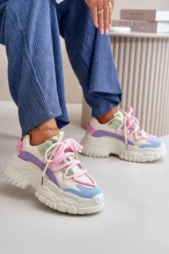 Sale Boto Sneakersy Damskie Na Masywnej Podeszwie Multikolor Nevela Wielokolorowy
