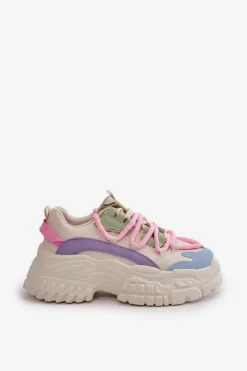 Sale Boto Sneakersy Damskie Na Masywnej Podeszwie Multikolor Nevela Wielokolorowy