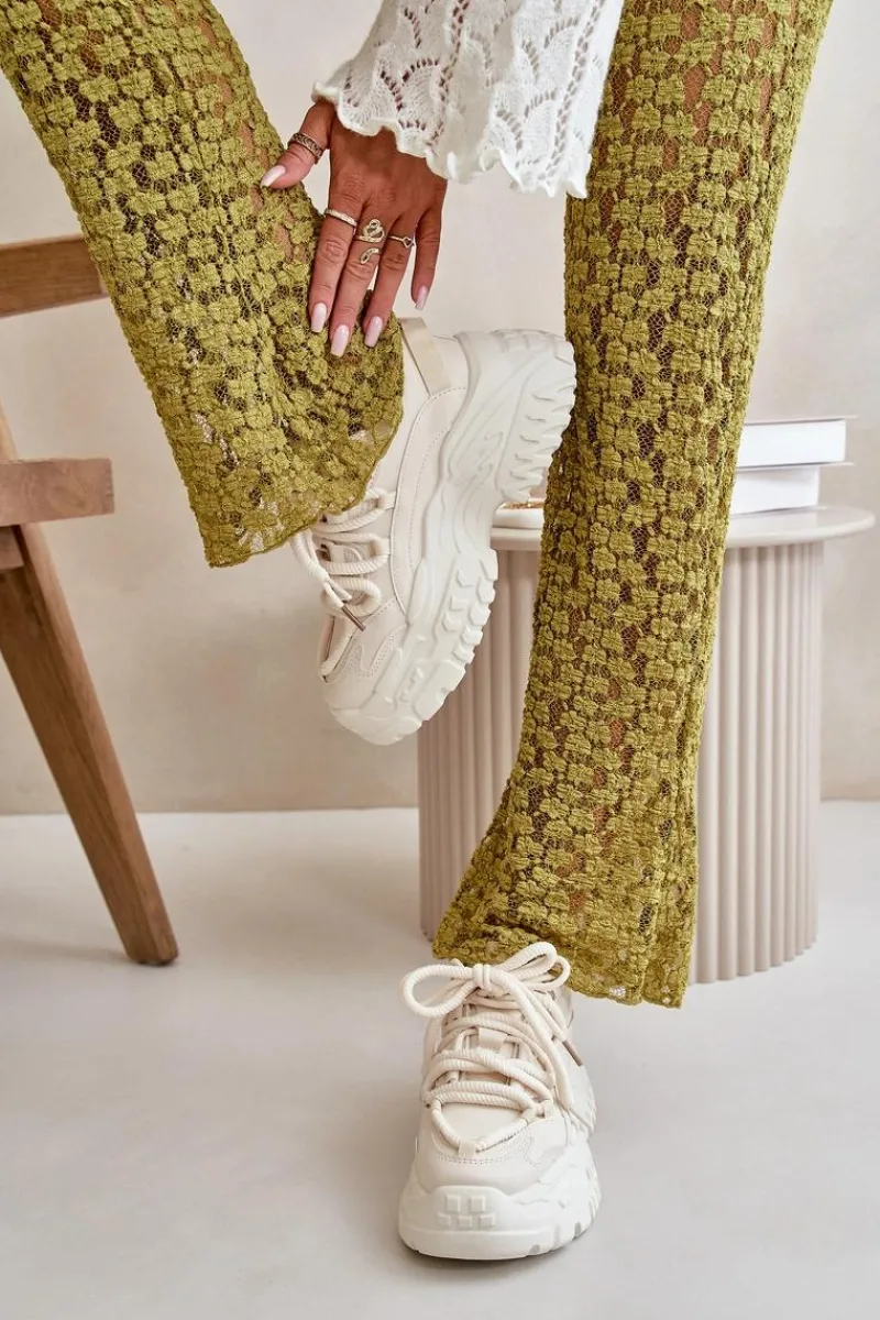 Sale Boto Sneakersy Damskie Na Masywnej Podeszwie Jasnobeżowe Nevela Beżowy