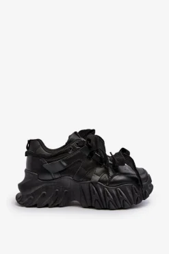 Outlet Sneakersy Damskie Na Masywnej Podeszwie Czarne Ellerai Damskie Sneakersy Damskie