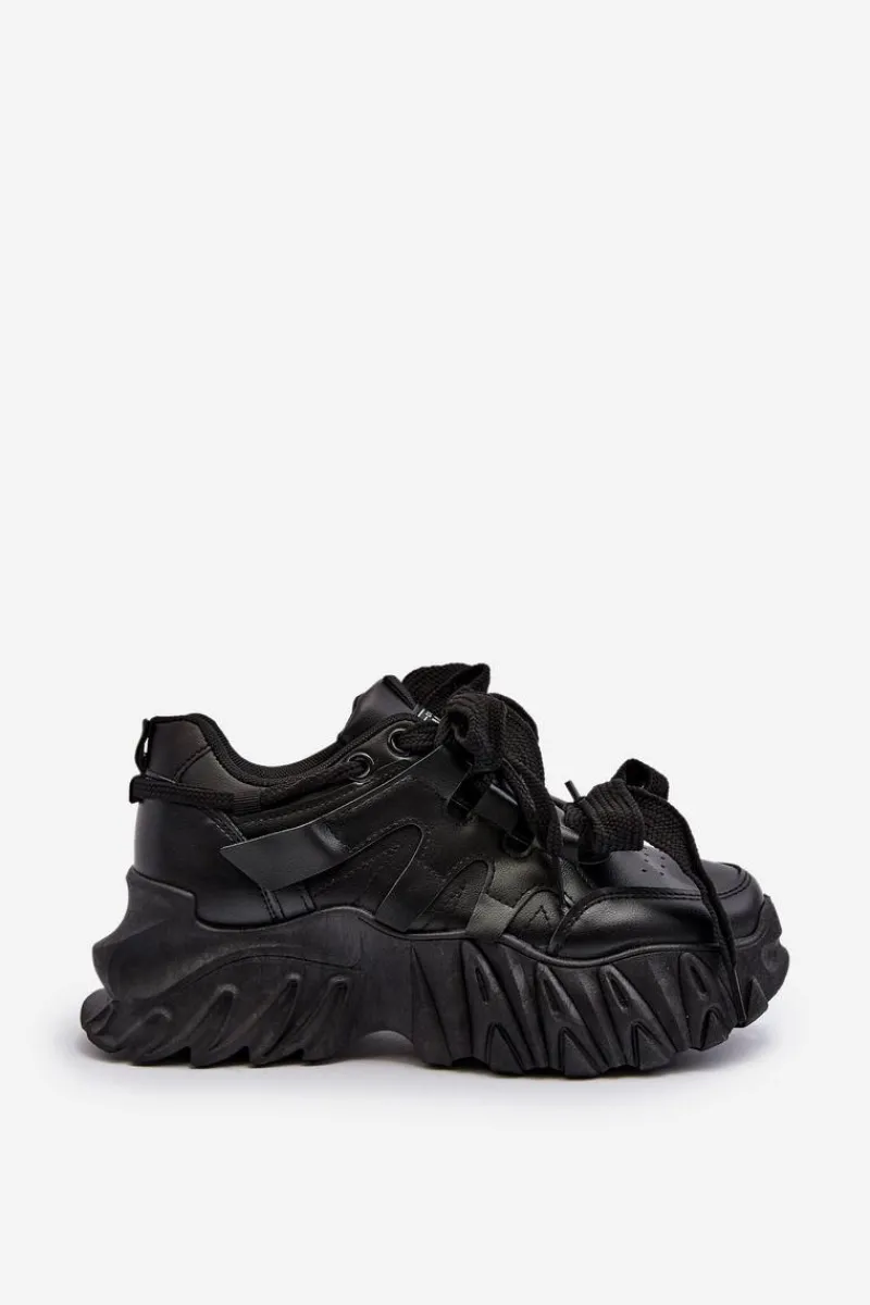 Outlet Sneakersy Damskie Na Masywnej Podeszwie Czarne Ellerai Damskie Sneakersy Damskie