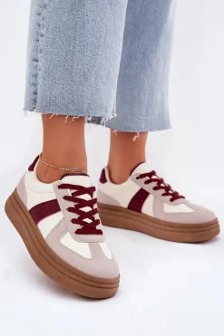 Best Boto Sneakersy Damskie Na Platformie Bordowe Dovina