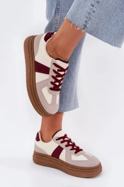 Best Boto Sneakersy Damskie Na Platformie Bordowe Dovina