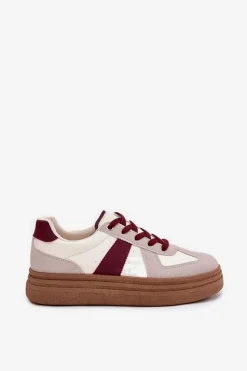 Best Boto Sneakersy Damskie Na Platformie Bordowe Dovina