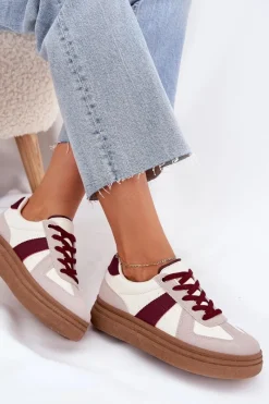 Best Boto Sneakersy Damskie Na Platformie Bordowe Dovina