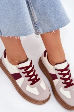 Best Boto Sneakersy Damskie Na Platformie Bordowe Dovina