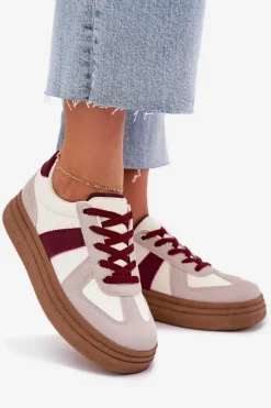 Best Boto Sneakersy Damskie Na Platformie Bordowe Dovina