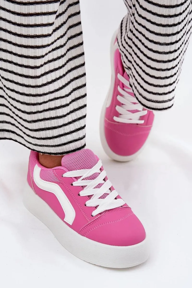 Hot Sneakersy Damskie Na Platformie Fuksja Tellnira Damskie Buty Sportowe Na Platformie|Sneakersy Damskie