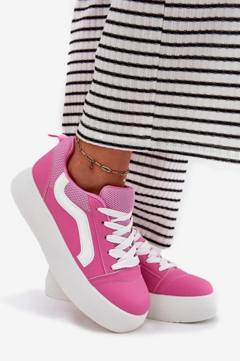Hot Sneakersy Damskie Na Platformie Fuksja Tellnira Damskie Buty Sportowe Na Platformie|Sneakersy Damskie