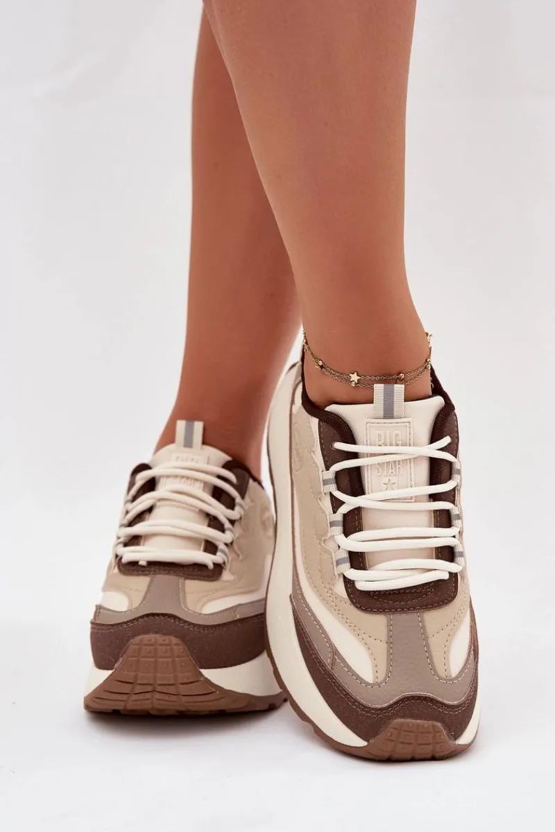 Buty Sportowe Big Star|Sneakersy Damskie>Big Star Shoes Sneakersy Damskie Na Platformie Big Star SS274002 HI-POLY SYSTEM Beżowe