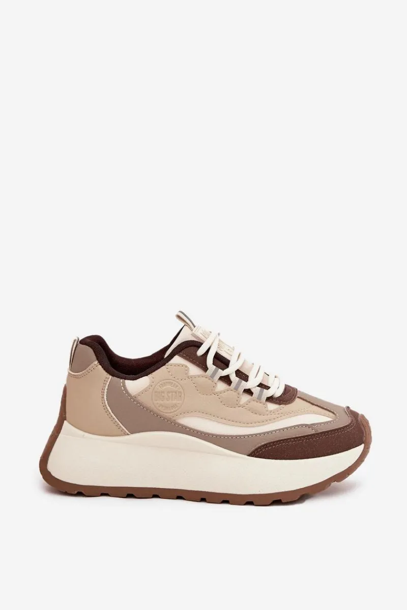 Buty Sportowe Big Star|Sneakersy Damskie>Big Star Shoes Sneakersy Damskie Na Platformie Big Star SS274002 HI-POLY SYSTEM Beżowe
