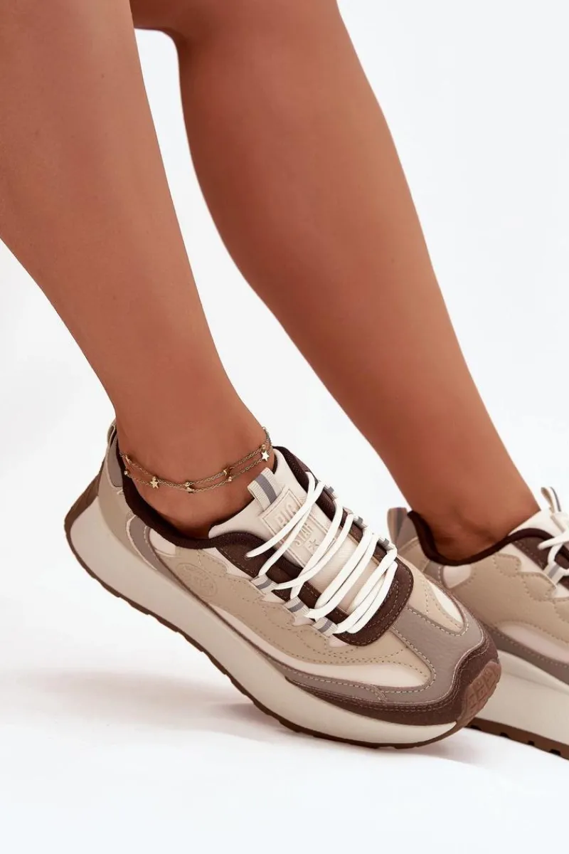 Buty Sportowe Big Star|Sneakersy Damskie>Big Star Shoes Sneakersy Damskie Na Platformie Big Star SS274002 HI-POLY SYSTEM Beżowe