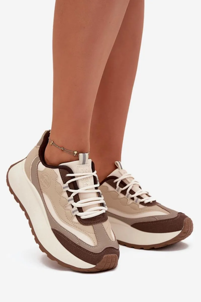 Buty Sportowe Big Star|Sneakersy Damskie>Big Star Shoes Sneakersy Damskie Na Platformie Big Star SS274002 HI-POLY SYSTEM Beżowe