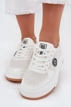 Clearance Sneakersy Damskie Na Platformie Big Star RR274572 HI-POLY SYSTEM Białe Damskie Buty Sportowe Big Star|Sneakersy Damskie