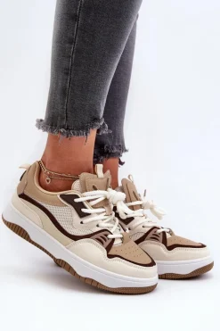 Clearance Sneakersy Damskie Na Platformie Brązowe Etnaria Damskie Sneakersy Damskie