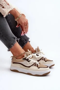 Clearance Sneakersy Damskie Na Platformie Brązowe Etnaria Damskie Sneakersy Damskie