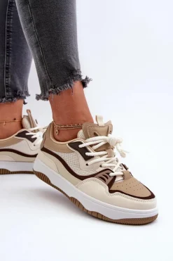 Clearance Sneakersy Damskie Na Platformie Brązowe Etnaria Damskie Sneakersy Damskie