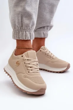 Sneakersy Damskie>Boto Sneakersy Damskie Na Platformie Beżowe Rottiana