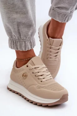 Sneakersy Damskie></noscript>Boto Sneakersy Damskie Na Platformie Beżowe Rottiana