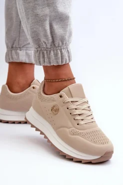 Sneakersy Damskie></noscript>Boto Sneakersy Damskie Na Platformie Beżowe Rottiana
