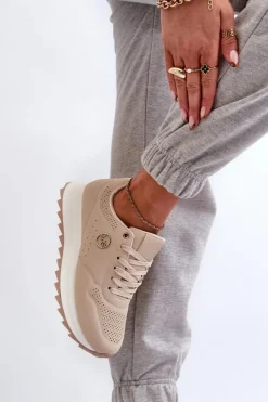 Sneakersy Damskie></noscript>Boto Sneakersy Damskie Na Platformie Beżowe Rottiana