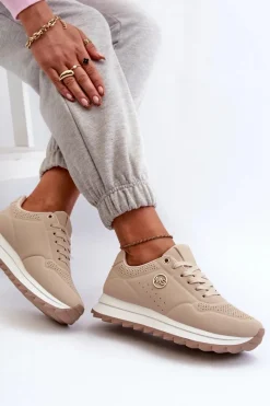 Sneakersy Damskie></noscript>Boto Sneakersy Damskie Na Platformie Beżowe Rottiana