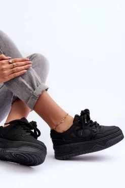 Discount Sneakersy Damskie Na Platformie Czarne Finos Damskie Buty Sportowe Na Platformie|Sneakersy Damskie