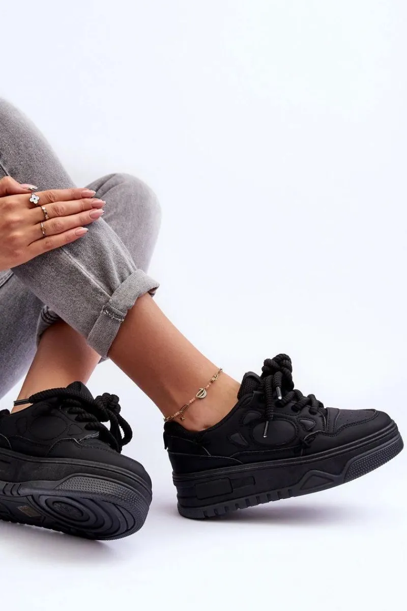Discount Sneakersy Damskie Na Platformie Czarne Finos Damskie Buty Sportowe Na Platformie|Sneakersy Damskie