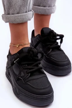 Discount Sneakersy Damskie Na Platformie Czarne Finos Damskie Buty Sportowe Na Platformie|Sneakersy Damskie
