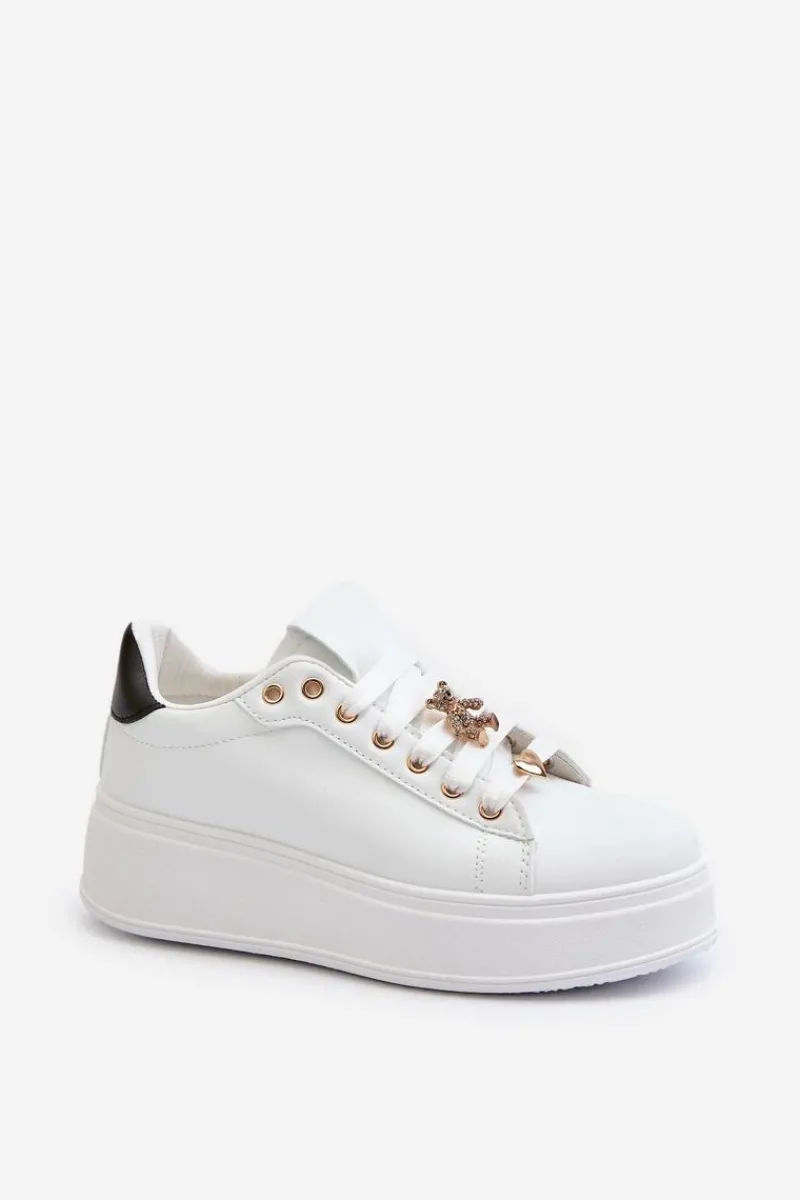 Discount Boto Sneakersy Damskie Na Platformie Z Przypinkami Eko Skóra Białe Cavisa