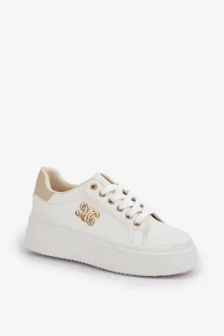 Best Sneakersy Damskie Na Platformie Biało-Beżowe Temittes Damskie Sneakersy Damskie