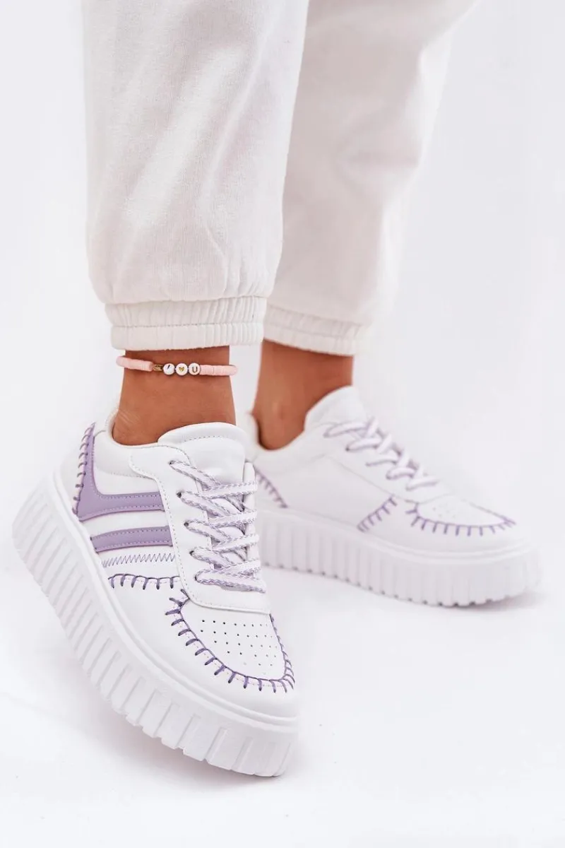 Sale Boto Sneakersy Damskie Na Platformie Fioletowe Ofenale Fioletowy