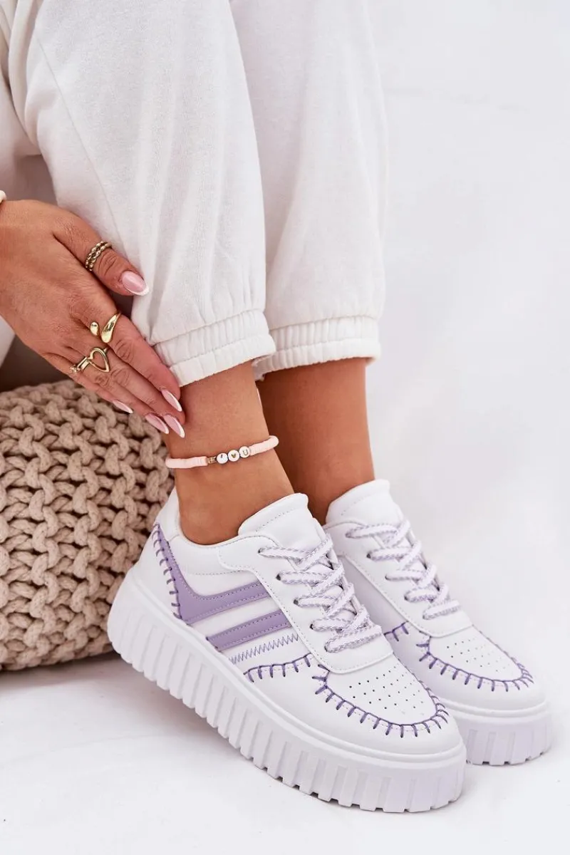 Sale Boto Sneakersy Damskie Na Platformie Fioletowe Ofenale Fioletowy