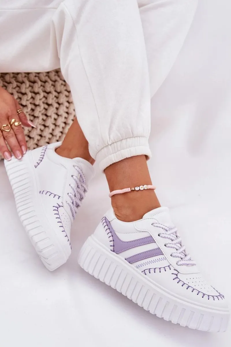 Sale Boto Sneakersy Damskie Na Platformie Fioletowe Ofenale Fioletowy