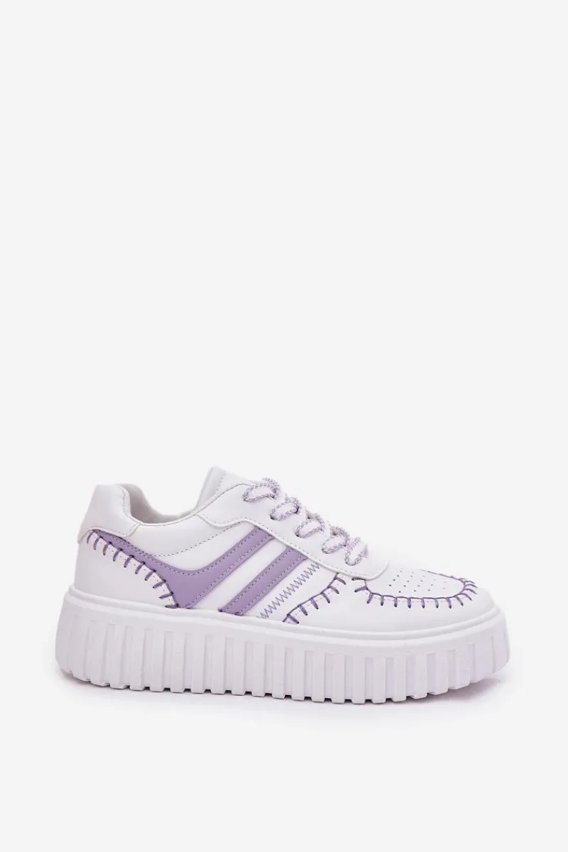 Sale Boto Sneakersy Damskie Na Platformie Fioletowe Ofenale Fioletowy