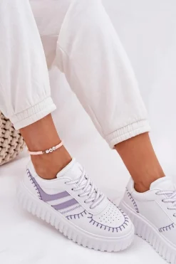 Sale Boto Sneakersy Damskie Na Platformie Fioletowe Ofenale Fioletowy