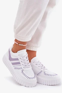 Sale Boto Sneakersy Damskie Na Platformie Fioletowe Ofenale Fioletowy