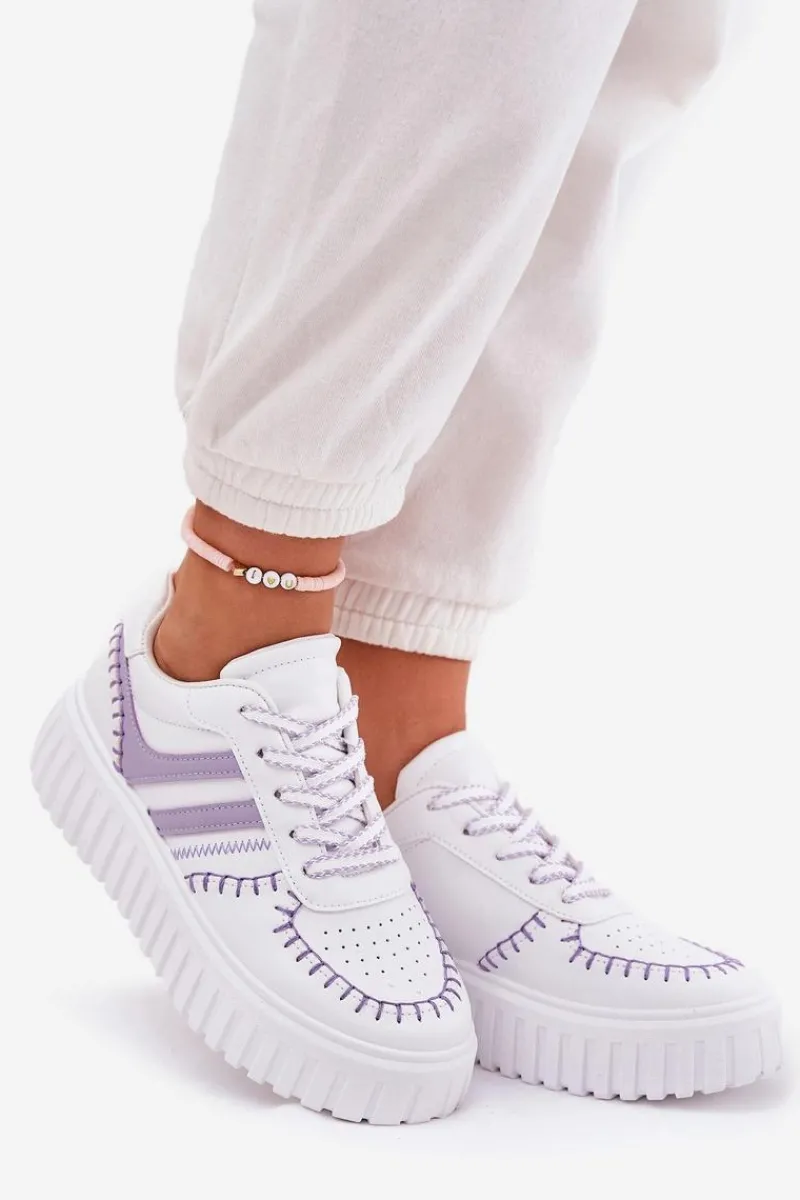 Sale Boto Sneakersy Damskie Na Platformie Fioletowe Ofenale Fioletowy