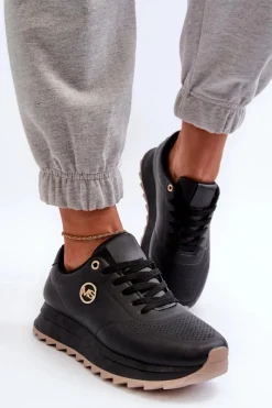 Sneakersy Damskie Na Platformie Czarne Rottiana Damskie Sneakersy Damskie