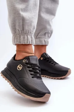 Sneakersy Damskie Na Platformie Czarne Rottiana Damskie Sneakersy Damskie