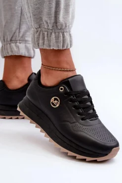 Sneakersy Damskie Na Platformie Czarne Rottiana Damskie Sneakersy Damskie