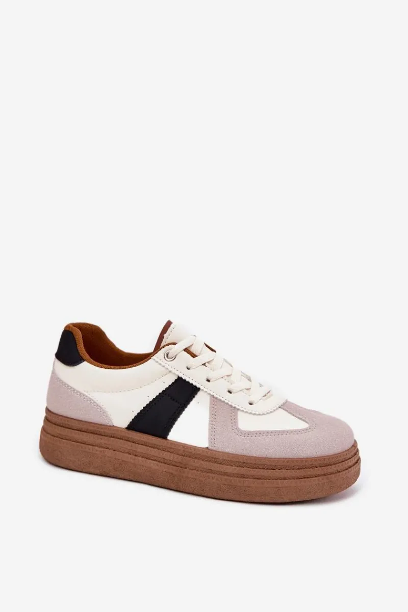 New Boto Sneakersy Damskie Na Platformie Beżowe Dovina Beżowy