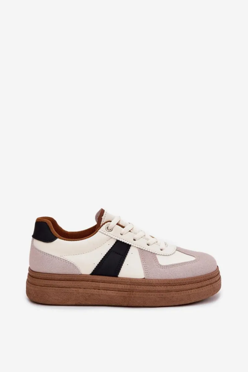 New Boto Sneakersy Damskie Na Platformie Beżowe Dovina Beżowy