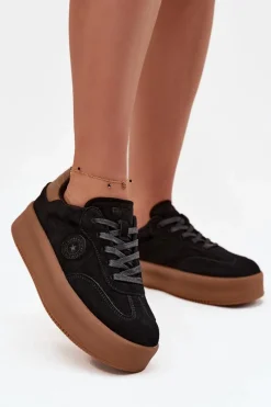 Online Big Star Shoes Sneakersy Damskie Na Platformie Big Star SS274761 Czarne Czarny