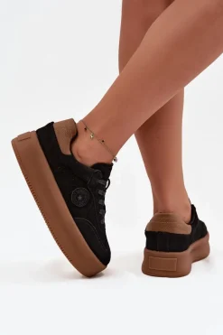 Online Big Star Shoes Sneakersy Damskie Na Platformie Big Star SS274761 Czarne Czarny