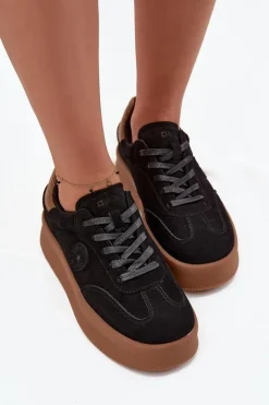 Online Big Star Shoes Sneakersy Damskie Na Platformie Big Star SS274761 Czarne Czarny