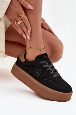 Online Big Star Shoes Sneakersy Damskie Na Platformie Big Star SS274761 Czarne Czarny